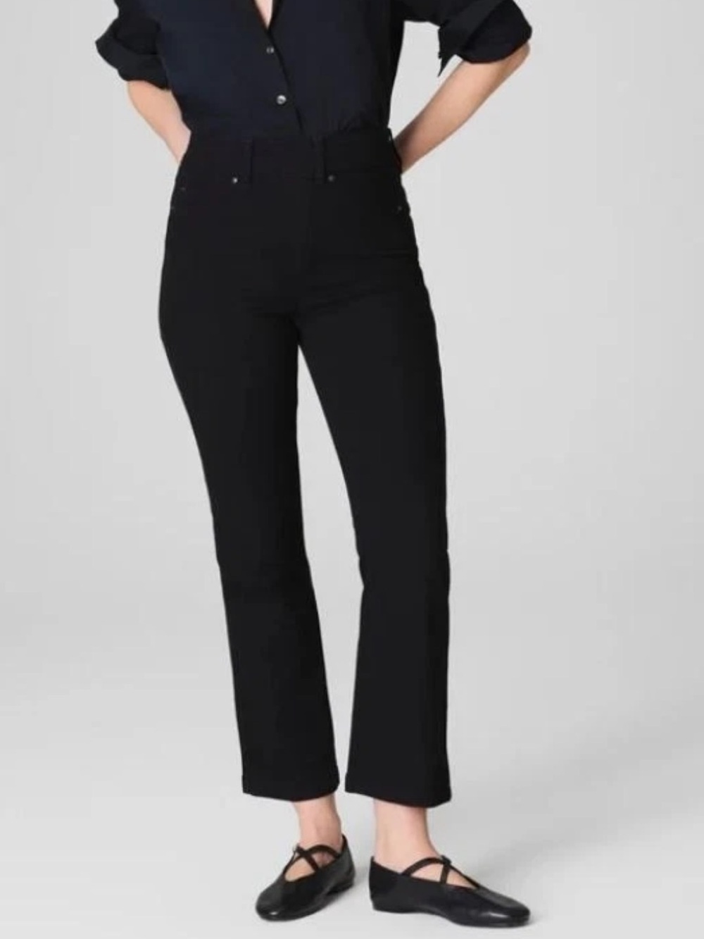 SPANX Kick Flare Jeans Black Size 1X Pull On Cotton Soft Comfy Denim